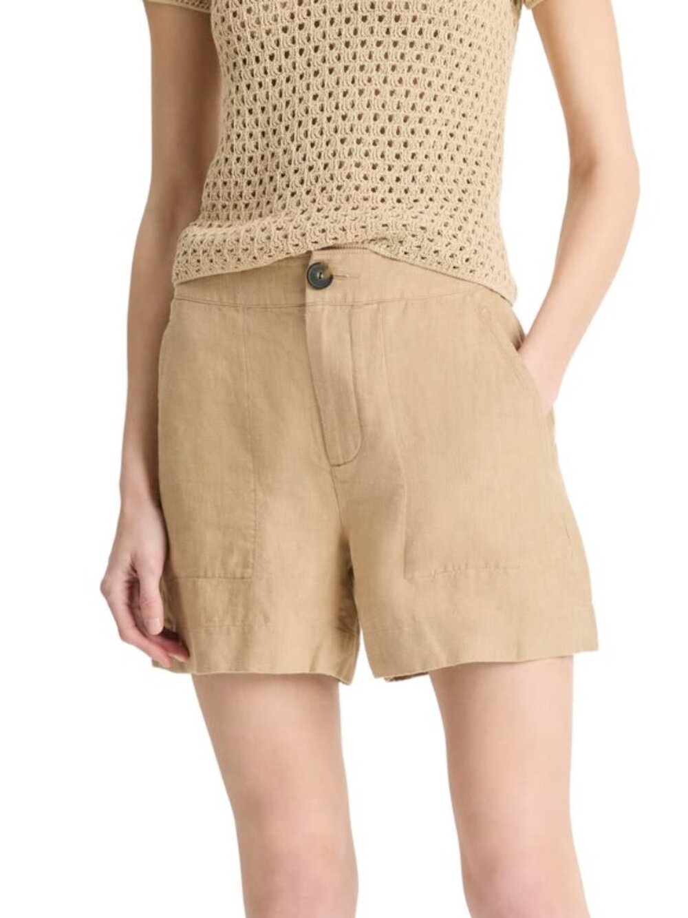 Vince Women's Brulee Hemp Shorts in Cream Tan Size 8